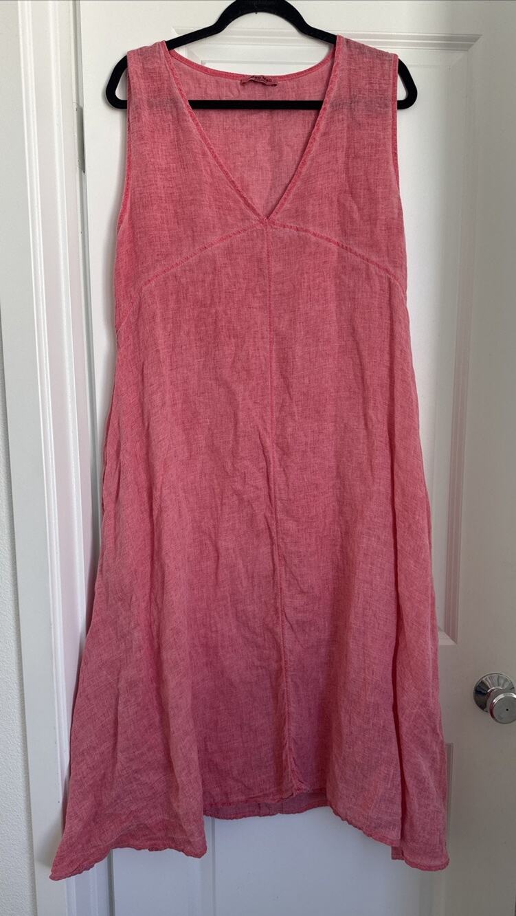 Meo Meli Linen Sleeveless Maxi Red Dress Women One Size